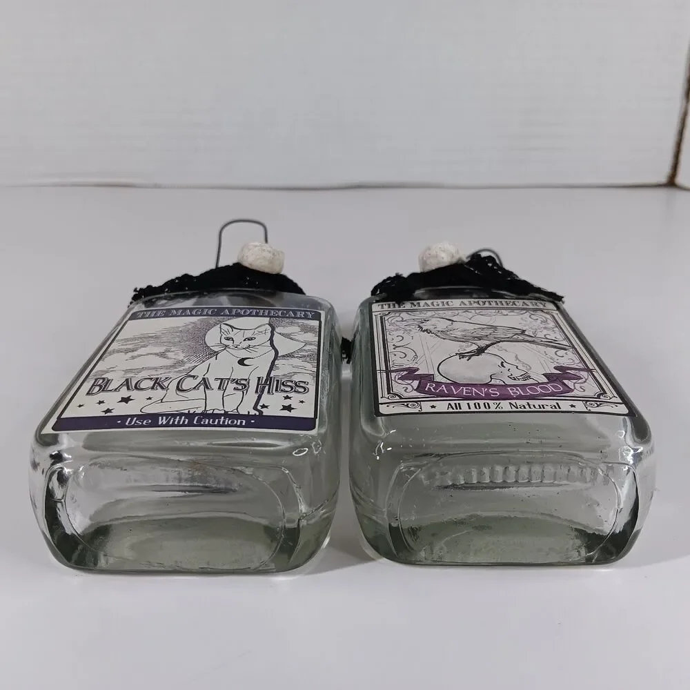 Ashland Magic Apothecary Halloween Decoration Glass Bottle Black Cat Raven Goth
